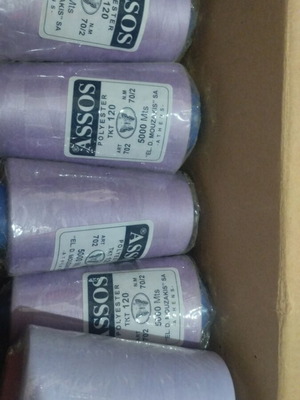 Polyester sewing cones butterfly purple lilac, pack of 7