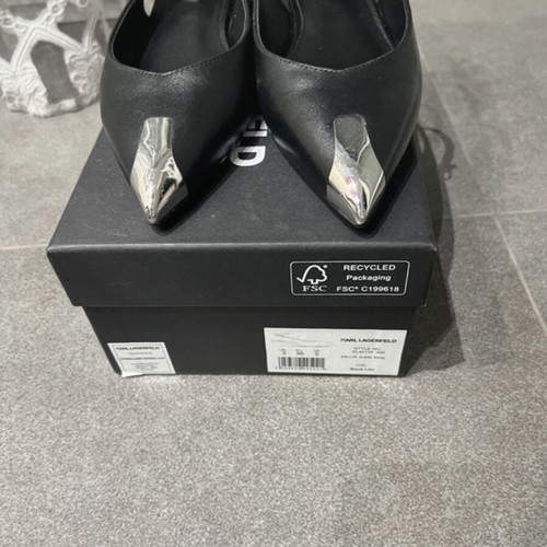 Karl Lagerfeld ballerinas like new, leather, black-silver, size 36
