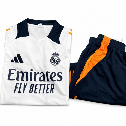 Real Madrid set new, size Large, white and dark blue with orange