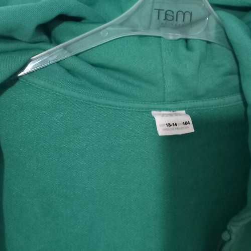 Zara hoodie green size 13-14 years like new with minor hood defect