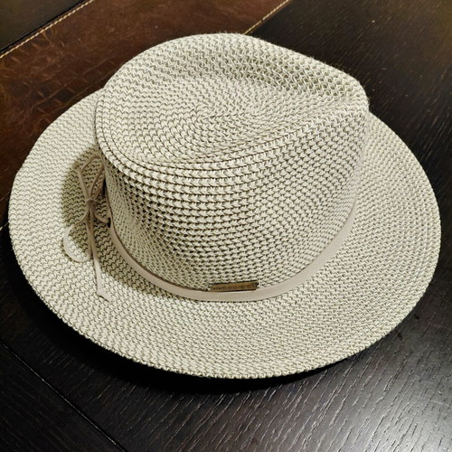 Stamion straw hat, size M, off-white with grey weave