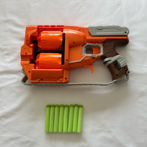 NERF Zombie Strike FlipFury Blaster used, kids' blaster for multiple shots