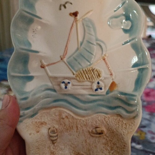 Vintage ceramic salt and pepper set with fish design like new