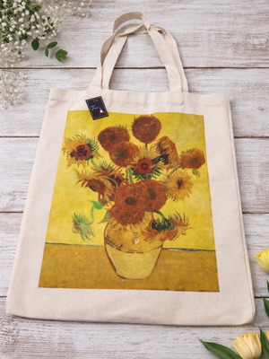 Τσάντα tote bag Vango καινούργια πολύχρωμη με σχέδιο Van Gogh - Sunflowers