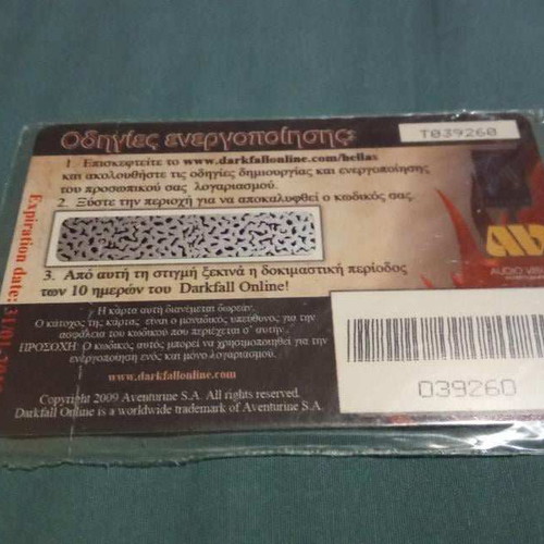 Darkfall gamecard internet card closed new