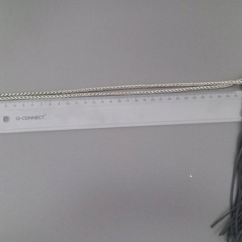 Leather necklace with silver chain new, black