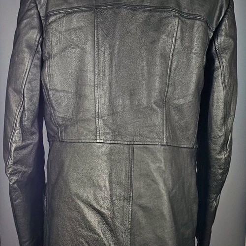 Men's mouton parka like new, black with beige fur lining