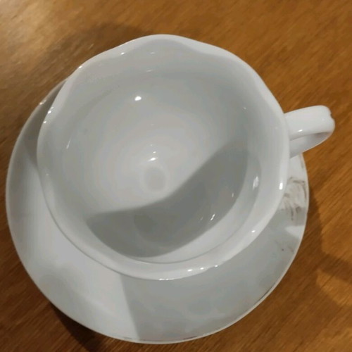 Collectible old coffee cup used from Japan with saucer