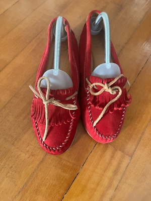 Massimo Dutti loafers μέγεθος 40 κόκκινα σουέντ από γνήσιο δέρμα σαν καινούργιο
