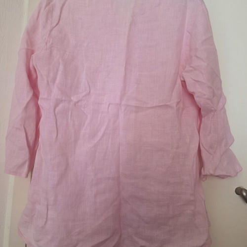 Fiorella linen tunic with 3/4 sleeves, pink