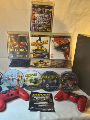 PlayStation 3 used console with 4 games and controllers