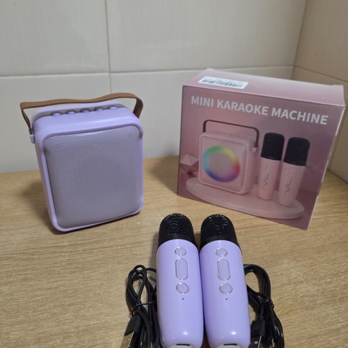 Portable Mini Karaoke System K12 with Two Wireless Microphones