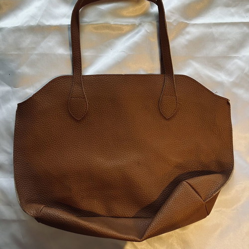 Large women's shoulder bag Jingpin in brown cognac eco leather like new