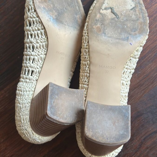 Mango beige woven straw pumps size 37 used