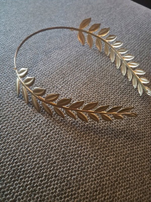 Decorative Headpiece with Gold Olive Leaves like new