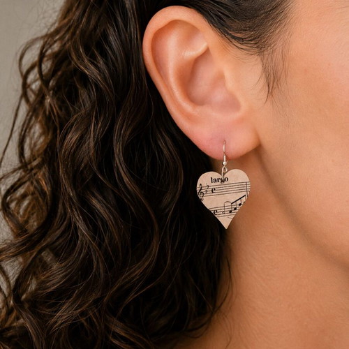 Wooden handmade earrings hearts