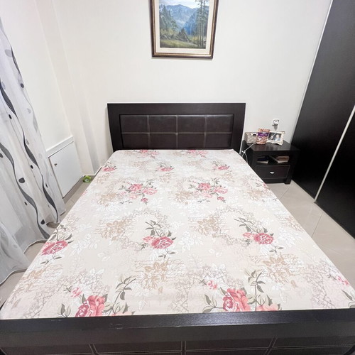 Double bed with mattress made of real wood, used