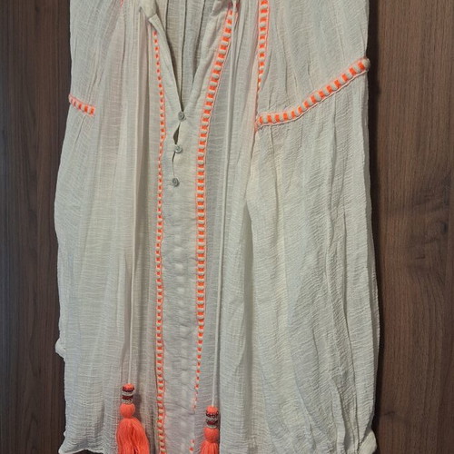 Zara kaftan with tassels like new, small, white and orange