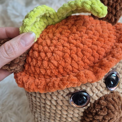 Handmade Crochet Capybara Plush Toy with Carrot, Brand New