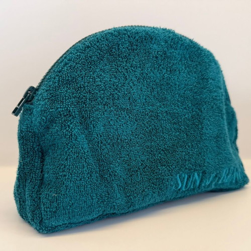 Sun of a Beach Small Luna Pouch like new, teal terry fabric