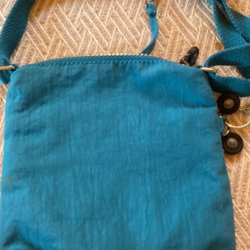 Kipling small crossbody bag like new, petrol color with keychain