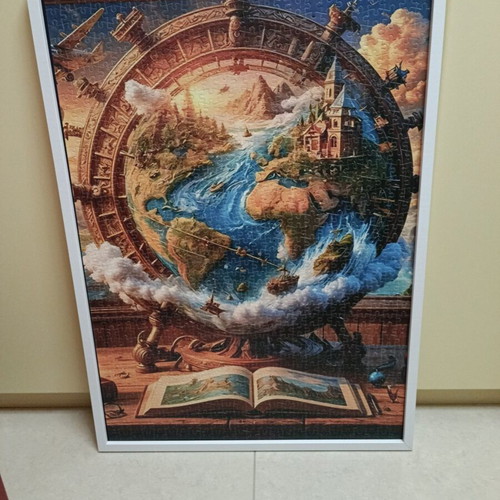 Puzzle 1000 pieces like new, 50×70 cm, white wooden frame