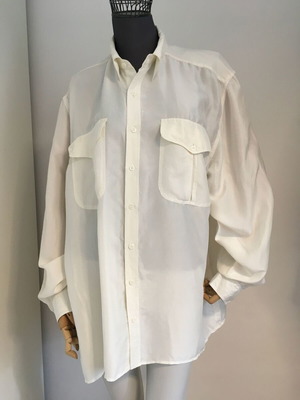 Avanti 100% silk shirt XL, white-ecru