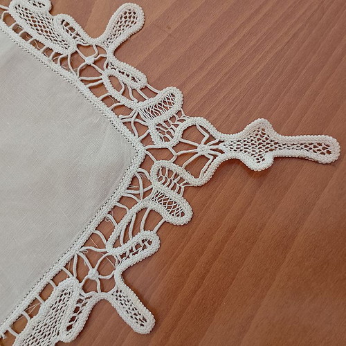 Set of 2 handmade lace doilies beige color like new