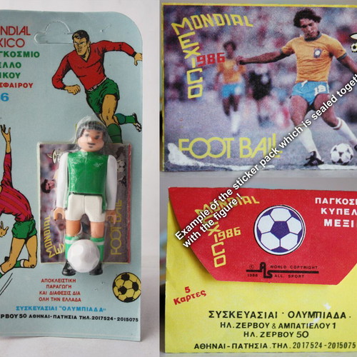 Mondial Mexico 86 Airgam Boys figure Panathinaikos new with Olympiad sticker pack