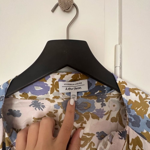 & Other Stories Retro Floral Print Cut Out Dress like new, XL, white