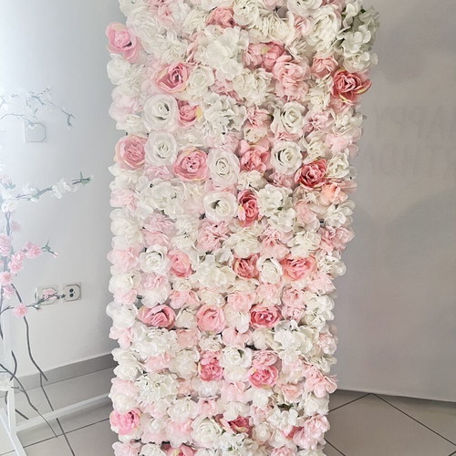 Arch with artificial flowers 60 x 150 cm new, white and pink