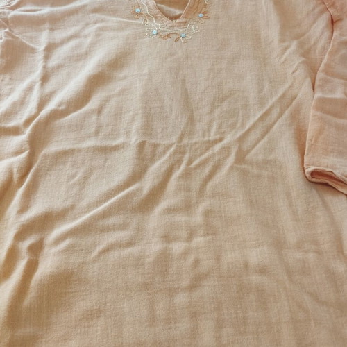 Cotton tunic kaftan L/XL coral with embroidery new