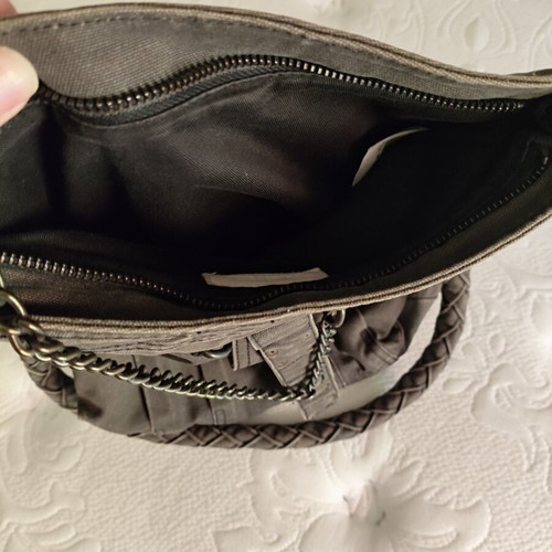 Diesel vintage grey cotton shoulder bag with leather trim like new