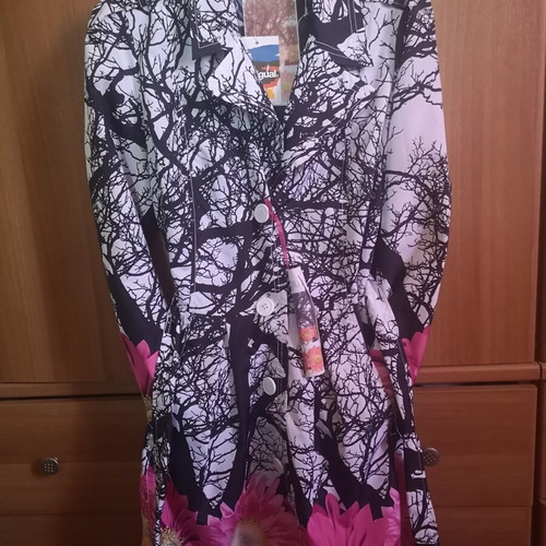 Desigual Vintage Floral Trench Coat, size 40, new with tags