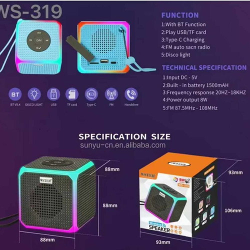 Bluetooth wireless speaker new with LED RGB and mini cube design