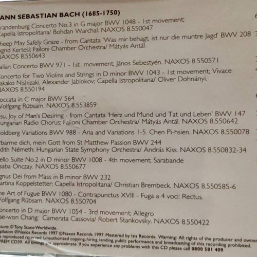 Bach CD unused, classical music
