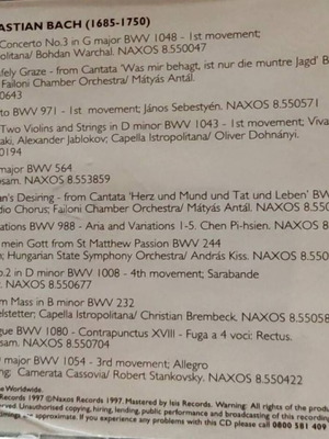 Bach CD unused, classical music