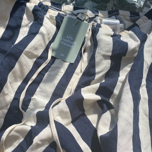 H&M pants new, size L 40 12, white and blue
