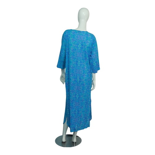 Antica Sartoria cotton caftan dress with colorful ethnic print and beads, used, size S