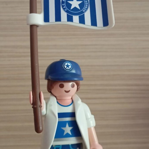 Playmobil Atromitos football fan figure with flag and cap