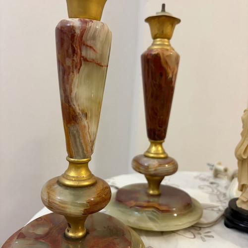 Onyx portatif lamps like new, set of two, 1960s