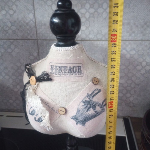Vintage Jewelry Stand Bust 32cm New, Decorative Fabric