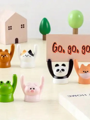 Card and note clip holders new, set of 5 with animal designs