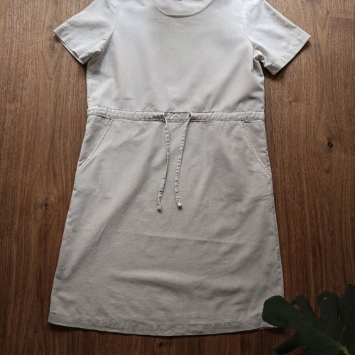 Up FASHION summer dress like new, 55% linen 45% cotton, beige, size L