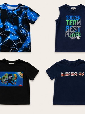 Set of 4 boys' t-shirts used, size 7-8 years, multicolor