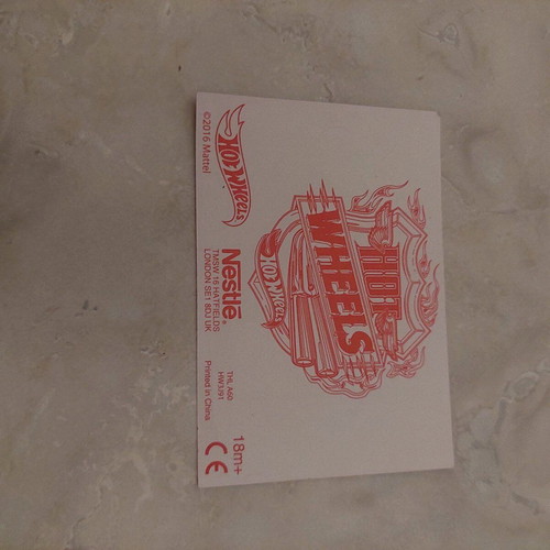 Hot Wheels collectible sticker 2016 from Nestle like new