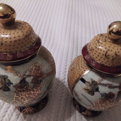 Two old Satsuma jars with lid like new
