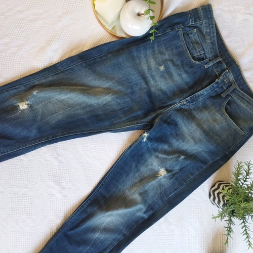 Benetton boyfriend jeans like new, with nice rips, blue