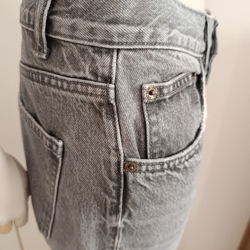 Zara high-waisted straight-leg jeans, gray, size M
