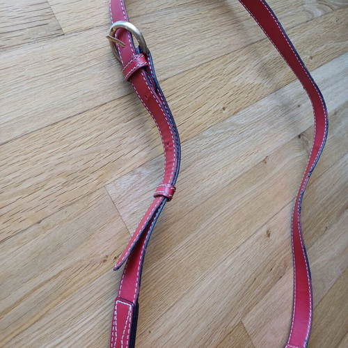 Lancel shoulder bag used, red leather with embossed texture